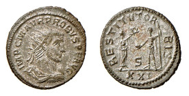 PROBO (276-282) ANTONINIANO - Zecca Antiochia - D/Busto drappeggiato e corazzato a d. IMP C M AVR PROBVS P F AVG R/La Pax porge una corona all'imperat...