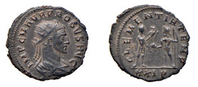 PROBO (276-282) ANTONINIANO - Zecca Cyzico - D/Busto radiato drappeggiato a d. IMP C M AVR PROBVS AVG R/Imperatore in piedi sulla destra, con in mano ...