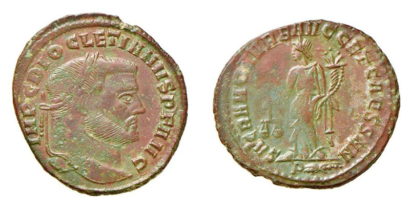 DIOCLEZIANO (284-305) FOLLIS - Zecca Roma - D/Testa laureata a d. IMP C DIOCLETI...