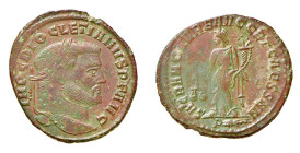 DIOCLEZIANO (284-305) FOLLIS - Zecca Roma - D/Testa laureata a d. IMP C DIOCLETIANVS P AVG R/La dea Moneta istante a s. con bilancia e cornucopia. SAC...
