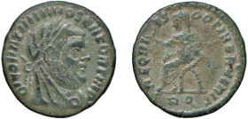 MASSIMIANO ERCOLE (285-310 / 306-308 e 310) FOLLIS 317-8 - Zecca Roma - D/Busto velato e laureato a d. DIVO MAXIMIANO SEN FORT IMP R/L'imperatore sedu...