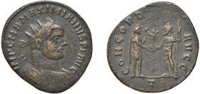 MASSIMIANO ERCOLE (285-310 / 306-308 e 310) FRAZIONE DI FOLLIS 294-5 - Zecca Ticino - D/Busto a d. radiato, drappeggiato e corrazzato IMP C MA MAXIMIA...
