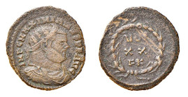 MASSIMIANO ERCOLE (285-310 / 306-308 e 310) FOLLIS - Zecca Cartagine - D/Busto radiato a d. R/Entro corona VOT = XX = FK - Mi - RIC 37 BB