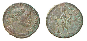 MASSIMIANO ERCOLE (285-310) FOLLIS - Zecca Lione - D/Testa laureata a d. IMP MAXIMIANVS AVG R/Il Genio stante a s. clamide sulla spalla sacrifica con ...