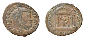 MASSIMIANO ERCOLE (285-310 / 306-308 e 310) FOLLIS - Zecca Roma - D/Testa laureata a d. IMP C MAXIMIANVS PF AVG R/Roma seduta entro tempio esastilo re...