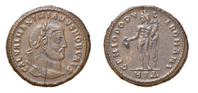 GALERIO MASSIMIANO (293-311) FOLLIS - Zecca Heraclea - D/Testa laureata a d. GAL VAL MAXIMIANVS NOB CAES R/Il Genio stante a s. con patera e cornucopi...
