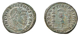 MASSIMINO II DAIA (308-313) FOLLIS - Zecca Roma - D/Busto laureato, paludato e corazzato a d. IMP MAXIMINVS P F AVG R/Tre insegne SPQR OPTIMO PRINCIPI...
