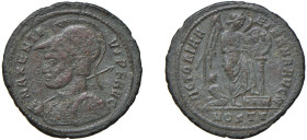 MASSENZIO Augusto (306-312) FOLLIS 309-12 - Zecca Ostia - D/Busto con elmo a s. e con la mano d. tiene una lancia e con l'altra lo scudo MAXENTIVS PF ...