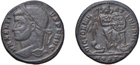 MASSENZIO Augusto (306-312) FOLLIS 309-12 - Zecca Ostia - D/Busto laureato a s. MAXENTIVS PF AVG R/La Vittoria stante a d. con il piede s. appoggiato ...