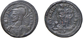 MASSENZIO Augusto (306-312) FOLLIS 310 - Zecca Roma - D/Busto con elmo decorato a s. con la mano d. tiene una lancia appoggiata alla spalla e con l'al...