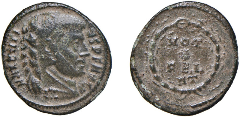 MASSENZIO Augusto (306-312) FOLLIS 308-11 - Zecca Roma - D/Busto con spoglia leo...