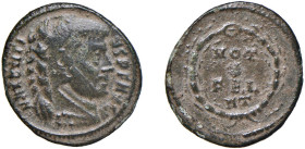 MASSENZIO Augusto (306-312) FOLLIS 308-11 - Zecca Roma - D/Busto con spoglia leonina a d. MAXENTIVS PF AVG R/Scritta VOT/X/FEL/RT su quattro righe in ...