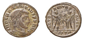 MASSENZIO (306-312) FOLLIS - Zecca Ostia - D/Testa laureata a d. IMP C MAXENTIVS P F AVG R/Castore e Polluce affiancati tengono i cavalli AETE RNITAS ...