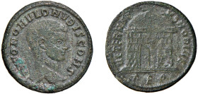 ROMOLO - Figlio di Massenzio (306-312) FOLLIS 310-11 - Zecca Roma - D/Busto con testa nuda a d. DIVO ROMVLO N V BIS CONS R/Tempio circolare coperto da...