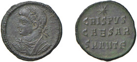 CRISPO (317-318) AE, 324-5 - Zecca Antiochia - D/Busto laureato a s. ,drappeggiato e corrazzato R/Scritta su due righe, a seguito SMANT , il tutto sor...