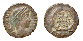 COSTANTE I (337-350) CENTENIONALE - Zecca Alessandria - D/Buso diademato a d. R/Entro corona VOT=MVLT=XXX Sotto SMALA - Mi - RIC 34 BB