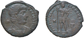 MAGNENZIO (350-351) MAIORINA RIDOTTA 350 - Zecca Roma - D/Testa nuda a d., drappeggiata e corazzata con lettera N dietro. IMP CAE MAGN_ENTIVS AVG R/ L...