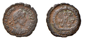 THEODOSIO I (383-388) CENTENIONALE - Zecca Cyzico - D/Busto diademato e drappeggiato a d. D N THEODO SIVS P F AVG R/Entro corona la scritta: VOT= V= M...
