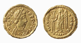 VISIGOTI a nome di Libio Severo (466-484) TREMISSE gr.1,40 - Zecca incerta (Toulouse o Narbonna) - D/Busto a d. drappeggiato e corazzato con diademato...