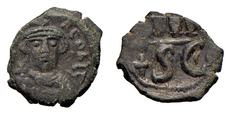 COSTANTE II - SIRACUSA (641-657) 40 NUMMI - D/Busto frontale R/Il numerale M - A...