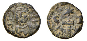 COSTANTE II (641-668) MEZZO FOLLIS gr.4,3 - D/Busto frontale coronato regge il globo crucigero R/ C - T con in mezzo una croce, in alto una stella con...