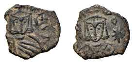 LEONE V E IL FIGLIO COSTANTINO - SIRACUSA (813-820) FOLLIS - D/Busto frontale di Leone V con a d. una stella R/Busto frontale di Costantino - Ae - Ra....