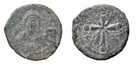 CROCIATI - CONTEA DI EDESSA - BAUDOUIN II (1100-1104) FOLLIS - D/Busto frontale di Cristo R/Croce con globi e ornati - Ae - Ra.2496 MOLTO RARA MB/BB