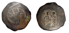 ANDRONICUS I (1183-1185) ASPRON TRACHY - D/La B. Vergine incorona Andronicus a s. che regge un globo R/Figura stante di fronte di Cristo - Mi - gr. 3,...
