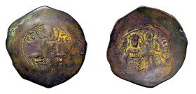 ANDRONICUS I (1183-1185) ASPRON TRACHY - D/La B. Vergine incorona Andronicus a s. che regge un globo R/Figura stante di fronte di Cristo - Mi - gr. 4,...