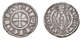 ANCONA - REPUBBLICA - AUTONOME (sec. XIII-XIV) GROSSO AGONTANO gr.2,2 - D/Croce patente + *DE ANCONA* R/San Quiriaco stante di fronte con pastorale be...