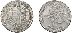BOLOGNA - GOVERNO POPOLARE (1796-1797) SCUDO 1796 DA PAOLI 10 - D/Scudo di Bologna sormontato da testa leonina, ai lati rami di alloro folti, all’eser...