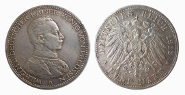 GERMANIA - PRUSSIA - GUGLIELMO II (1888-1918) 5 MARKS 1913 - D/Busto a d. R/Aquila spiegata e coronata - Ar - J.114 SPL