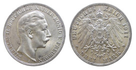 GERMANIA - PRUSSIA - GUGLIELMO II (1888-1918) 3 MARKS 1911 A - D/Testa nuda a d. R/Aquila spiegata - Ar - J.103 SPL