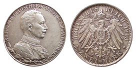GERMANIA - PRUSSIA - GUGLIELMO II (1888-1918) 2 MARKS 1913 A - D/Busto in uniforme a d. con sotto1888 -1913 - A R/Aquila spiegata e coronata - Ar - J....