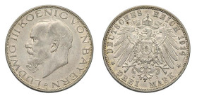 GERMANIA - BAYERN - LUDOVICO III (1913-1918) 3 MARKS 1914 D - D/Testa nuda a s. R/Aquila spiegata - Ar - J.53 SPL/FDC