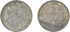 GERMANIA - WURTTEMBERG - WILHELM II (1929) 3 MARKS 1929 - Meissen - D/Cavaliere stante di fronte, con in mano due scudi; sopra le cinque torri di Meis...