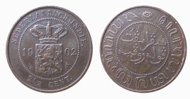 INDIA - OANDA - NEDERLANDS - GUGLIELMINA (1902) CENTESIMI 2 E MEZZO 1902 (ascia e caduceo) - D/Stemma coronato con ai lati 19 - 02 R/Legende in lingua...
