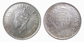 INDIA - DOMINAZIONE INGLESE - GIORGIO VI (1936-1947) RUPEE 1938 B Bombay - D/Testa coronata a s. GEORGE VI KING EMPEROR R/Al centro ONE/ RUPEE/ INDIA/...