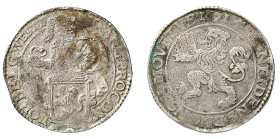 OLANDA - WEST FRIESLAND - LION DAALDER 1671 - Simbolo stella - D/Soldato con corazza tiene davanti lo stemma R/Leone rampante a s. - Ar - KM14.3 BB