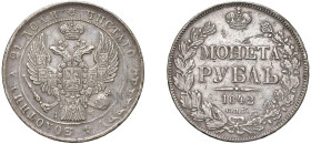 RUSSIA - NICOLA I (1825-1855) RUBLO ANNO 1842 - Zecca San Pietroburgo - D/Il valore tra due rami di lauro e quercia con sopra la corona R/Aquila bicip...