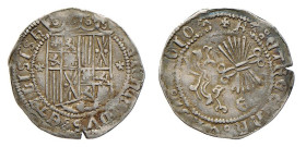 SPAGNA - FERDINANDO E ISABELLA (1474-1504) REALE - Granada - D/Stemma coronato con ai lati le lettere + + R/Frecce legate da nastri con sotto la lette...