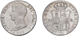 SPAGNA - MADRID - GIUSEPPE NAPOLEONE (1808-1814) 20 REALI ANNO 1811 A I - D/Testa nuda di Giuseppe Napoleone a s. IOSEPH. NAP. DEI. GRATIA R/Scudo cor...
