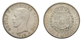 SVEZIA - GUSTAVO V (1907-1950) 2 CROWNS 1938-G - D/Testa nuda a s. R/Stemma coronato - Ar - KM, 787 FDC