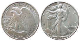 UNITED STATES OF AMERICA - ANNO 1942 MEZZO DOLLARO "Liberty" - Philadelphia - D/La Libertà andante a s. R/Aquila spiegata a s. - Ar - KM 142 SPL