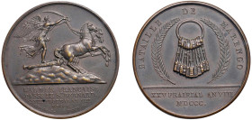 NAPOLEONE I (1800) BATTAGLIA DI MARENGO E PASSAGGIO DEL SAN BERNARDO - MEDAGLIA AE - Ø mm. 41,5 - D/Undici chiavi appese ad un anello; su ciascun lato...