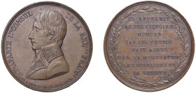 NAPOLEONE I (1800) PRIMO CONSOLE - MEDAGLIA AE - Ø mm.32,5 - D/Busto con testa nuda a s. BONAPARTE I.ER CONSUL DE LA REP.que FRAN.SE Sotto a in caratt...