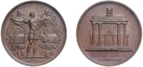 NAPOLEONE I (1809) ROTTURA DEL TRATTATO DI PRESBURGO , BATTAGLIE DI ABENSBERG E EGGMUEHL - MEDAGLIA AE - Ø mm.40,6 - D/Il tempio di Giano con porta se...