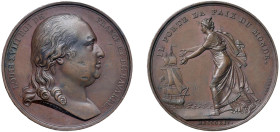 LUIGI XVIII (1814) SBARCO DEL RE A CALAIS - MEDAGLIA AE - Ø mm.40,5 - D/Testa nuda a d. con capelli sulla spalla LOUIS XVIII ROI DE - FRANCE ET DE NAV...