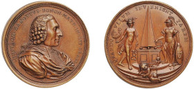 BOLOGNA - ZANOTTI EUSTACHIO (1709-1782) MEDAGLIA IN AE - D/Busto a d. EVSTACH.ZANOTTVS .BONON.MATH. INSTIT.PRAES R/Nel campo obelisco con Pallade e Me...