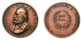 GARIBALDI - SOCIALISTI ITALIANI (1982) MEDAGLIA IN AE - 1882/1982 Centenario della morte - D/Busto di Garibaldi a s. GIUSEPPE GARIBALDI Sotto: L.SEREG...